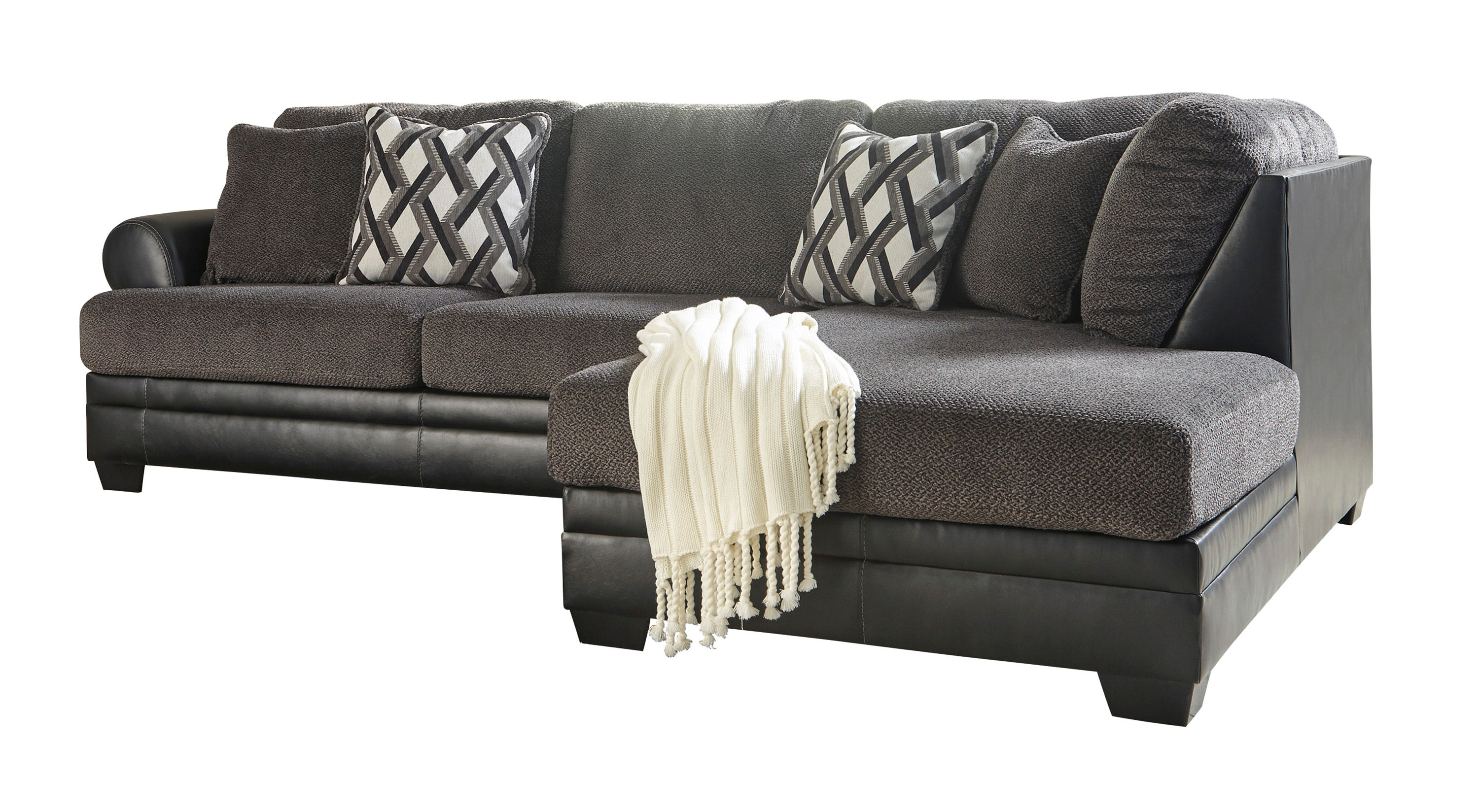 Rent-To-Own 2-Piece Kumasi Sectional, RAF Chaise & LAF Sofa - Smoke