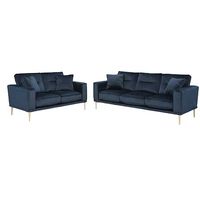 2PC Macleary Sofa & Loveseat, Blue