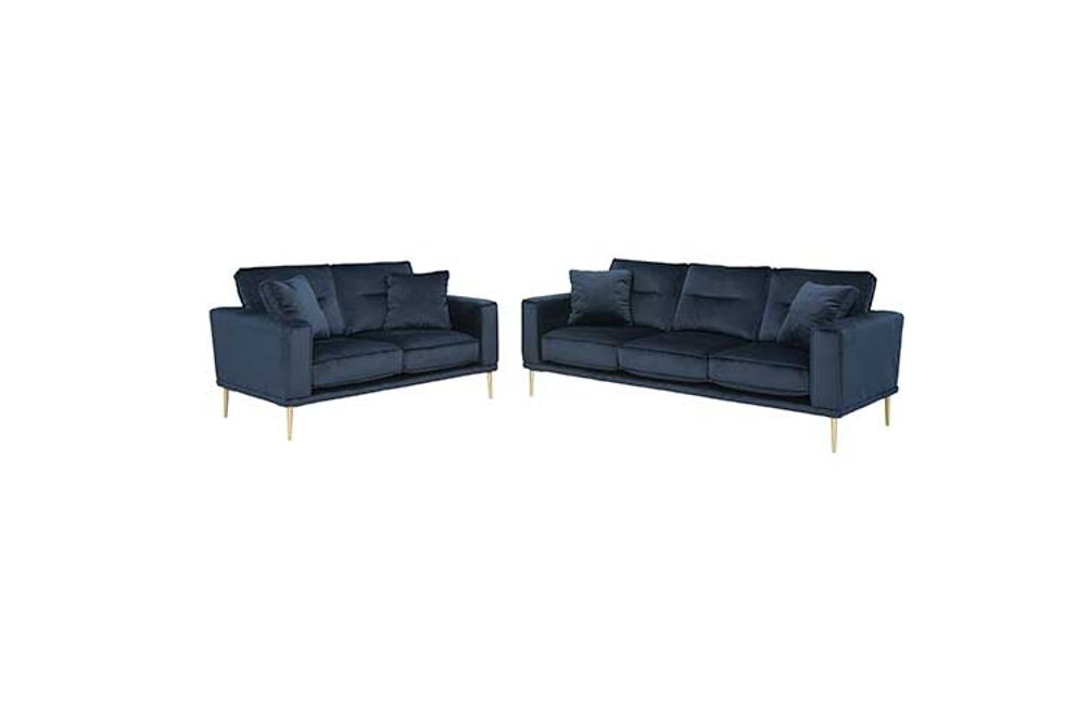 2PC Macleary Sofa & Loveseat, Blue