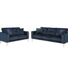 2PC Macleary Sofa & Loveseat, Blue