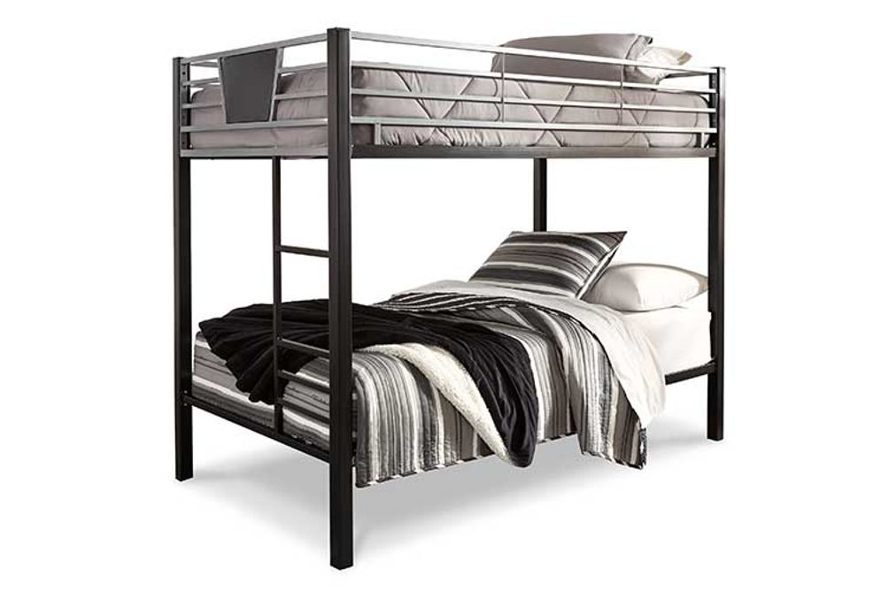 Signature Design by Ashley Dinsmore Bunk Bed and Mattress Set-Black/Gray