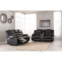 Signature Design by Ashley Vacherie Reclining Sofa and Loveseat-Black