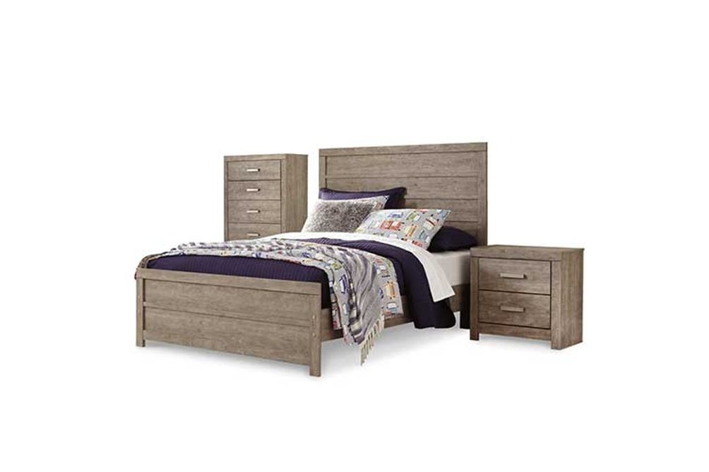 Culverbach Full Panel Bed with Chest of Drawers and Nightstand-Gray