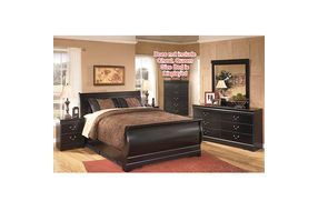 Huey Vineyard Full Sleigh Bed, Dresser, Mirror and Nightstand-Black