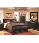 Huey Vineyard Full Sleigh Bed, Dresser, Mirror and Nightstand-Black