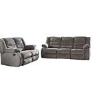 Signature Design by Ashley Tulen Reclining Sofa and Loveseat-Gray