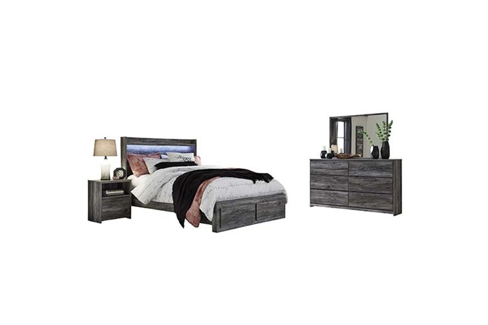 Signature Design by Ashley Baystorm King Panel Storage Bed with Mirrored Dress
