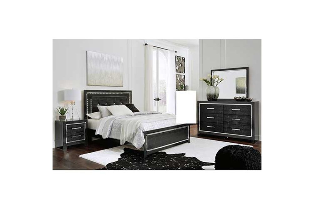 Signature Design by Ashley Kaydell Queen Upholstered Panel Bed, Dresser, Mirro