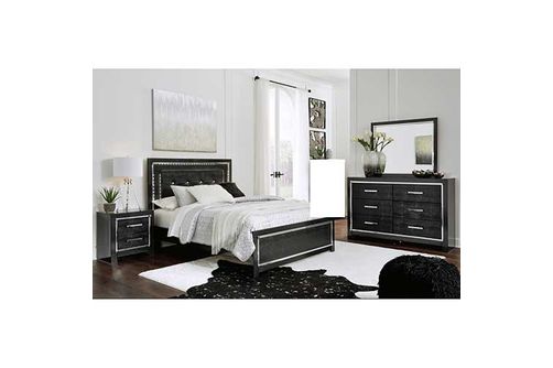 Signature Design by Ashley Kaydell Queen Upholstered Panel Bed, Dresser, Mirro