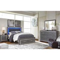 Signature Design by Ashley Lodanna King Panel Storage Bed with Mirrored Dresse