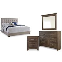 Signature Design by Ashley Dolante Queen Upholstered Bed, Dresser, Mirror and