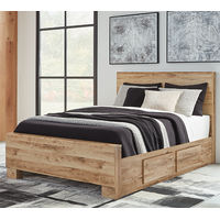 Signature Design by Ashley Hyanna Queen Panel Bed with 2 Side Storage-Tan Brow
