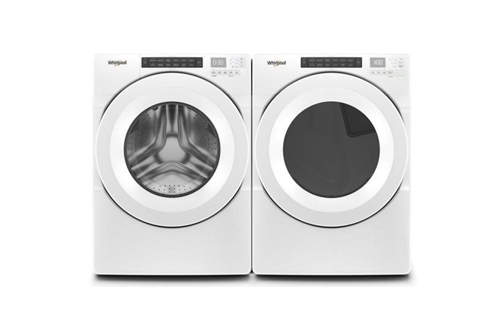 Whirlpool White 4.3 Cu. Ft. Closet-Depth Front Load Washer and 7.4 Cu. Ft. Front Load Electric Dryer Pair