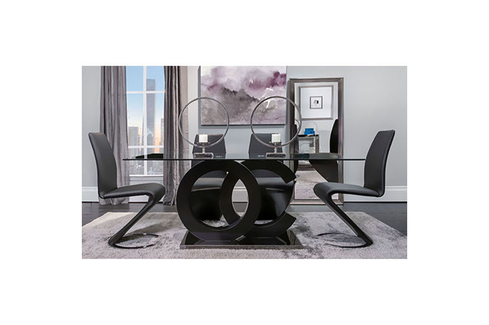 7PC D2207DT & D9002DC-BLK DINING TABLE & CHAIRS (6)