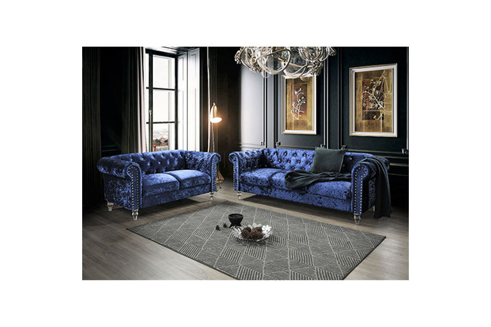 2PC U9550 SOFA & LOVESEAT, BLUE