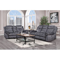 2PC Domino Motion Sofa & Love W Console, Granite