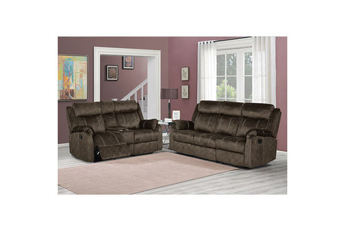 2PC Domino, RECL Sofa & Love W Console, Coffee