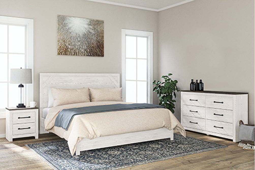 Signature Design by Ashley Gerridan King Panel Bed, Dresser and Nightstand-Whi