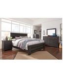 Brinxton King Panel Bed, Dresser, Mirror and Nightstand-Charcoal