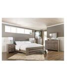 Zelen Queen Panel Bed, Dresser, Mirror and Nightstand-Warm Gray