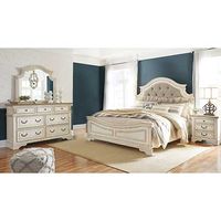 Signature Design by Ashley Realyn Queen Bed with Mirrored Dresser and Nightstan