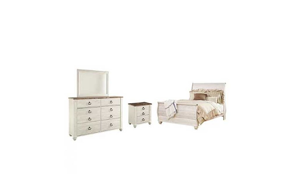 Signature Design by Ashley Willowton King Sleigh Bed, Dresser and Nightstand-W