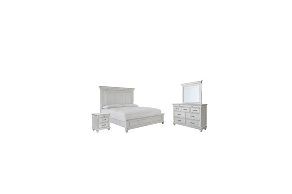 Benchcraft Kanwyn Queen Panel Bed, Dresser, Mirror and Nightstand-Whitewash