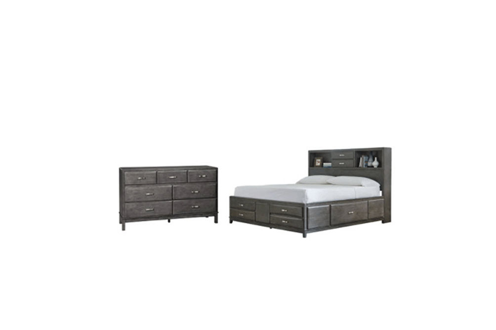 Signature Design by Ashley Caitbrook Queen Storage Bed and Dresser-Gray