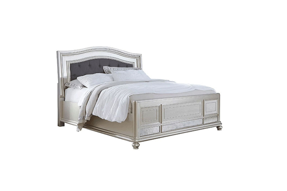 Signature Design by Ashley Coralayne Queen Upholstered Bed and Nightstand-Silv