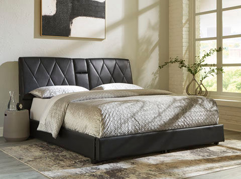 Signature Design by Ashley Beckilore King Upholstered Storage Bed-Black