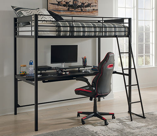Rent Ashley Broshard Twin Loft Bed With Mattress + Gaming Desk