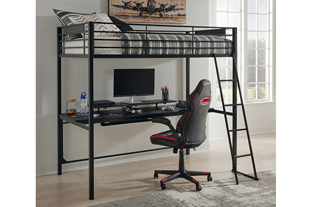Signature Design by Ashley Broshard Twin Loft Bed with Mattress and Desk Chair