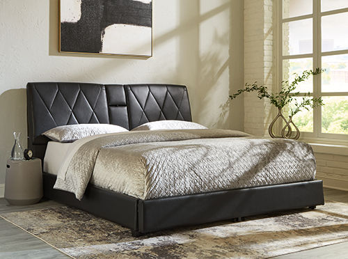 Signature Design by Ashley Beckilore Queen Upholstered Storage Bed-Black