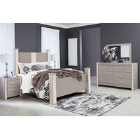 Surancha Queen Poster Bed, Dresser, Mirror and Nightstand