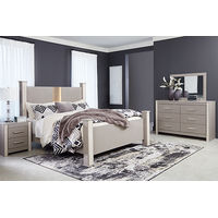 Signature Design by Ashley Surancha King Poster Bed, Dresser, Mirror and Night