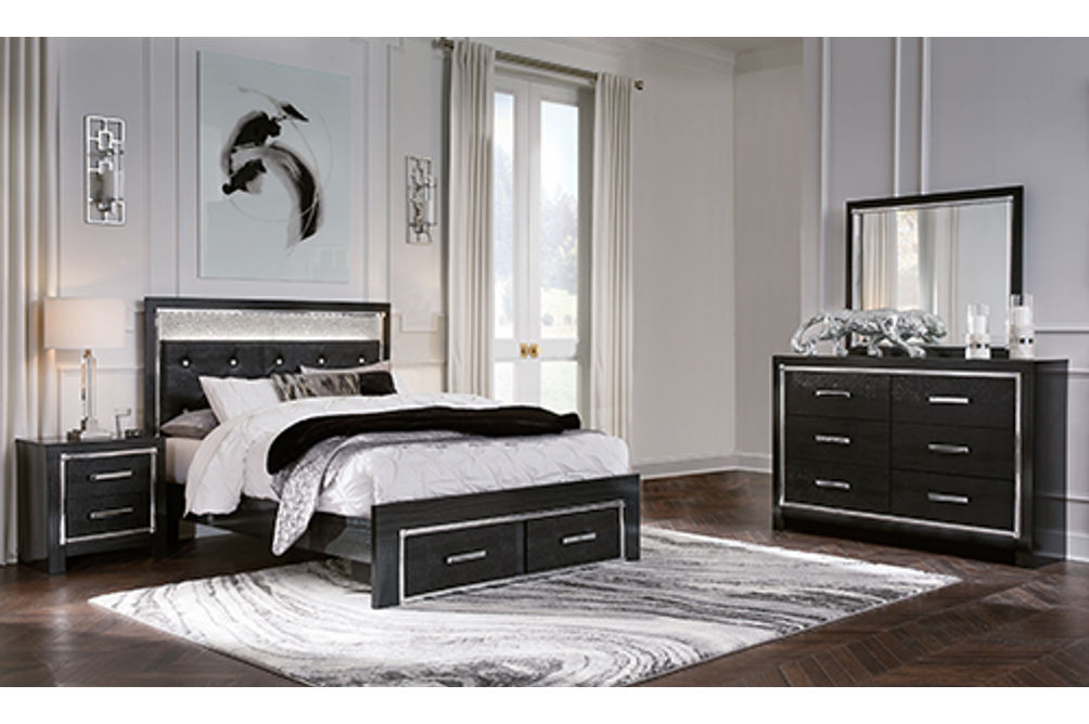 Signature Design by Ashley Kaydell Queen Upholstered Storage Bed, Dresser, Mir