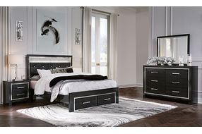 Signature Design by Ashley Kaydell Queen Upholstered Storage Bed, Dresser, Mir