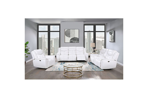 2PC U5987 Power Reclining Sofa/Love, White