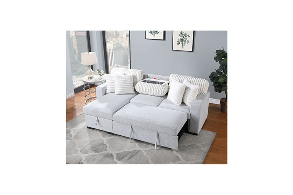 U0204 PULL OUT SOFA BED, GREY/WHITE