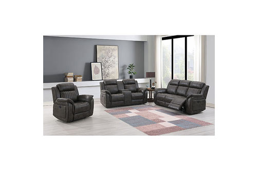 3PC U8517 Reclining Sofa/Console Loveseat & Glider, Grey