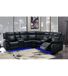 UM02 Power Reclining Leather Sectional, Black
