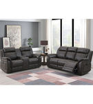 2PC U8517 Reclining Sofa & Reclining Console Loveseat, Grey