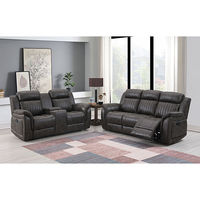 2PC U8517 Reclining Sofa & Reclining Console Loveseat, Grey