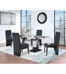 5PC D12 Dining Table + 4 Black Chairs