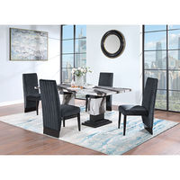 5PC D12 Dining Table + 4 Black Chairs