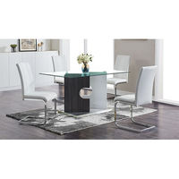 5PC D219 DINING TABLE + 4 D915 WHITE DINING CHAIR