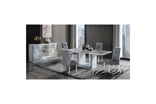 7PC Ylime Dining Table & Chairs (6), Grey