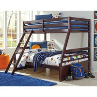 Halanton Twin over Full Bunk Bed with Twin and Full Mattresses-Dark Brown