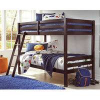 Halanton Twin over Twin Bunk Bed with 2 Twin Mattresses-Dark Brown