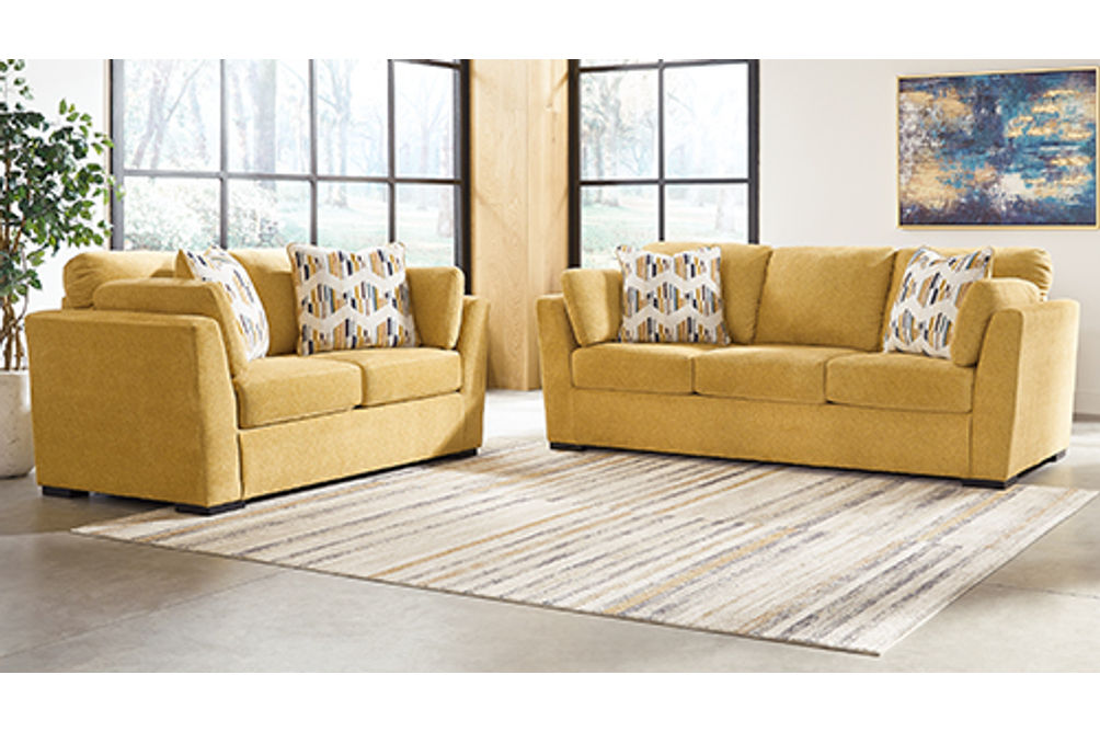 Signature Design by Ashley Keerwick Sofa and Loveseat-Sunflower